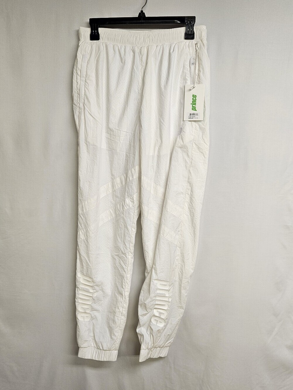 PRINCE Nylon Logo NWT White Track Pants Retail $75
